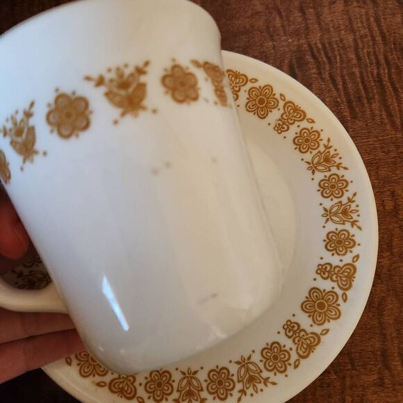 Corell by Corning cup & saucer retro cream golden butterfly Centura - Picture 5 of 6